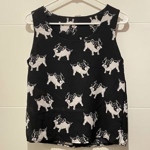 Korean Japan Style Street Fashion French Bulldog Tank Top Shirt muscle XS S dog